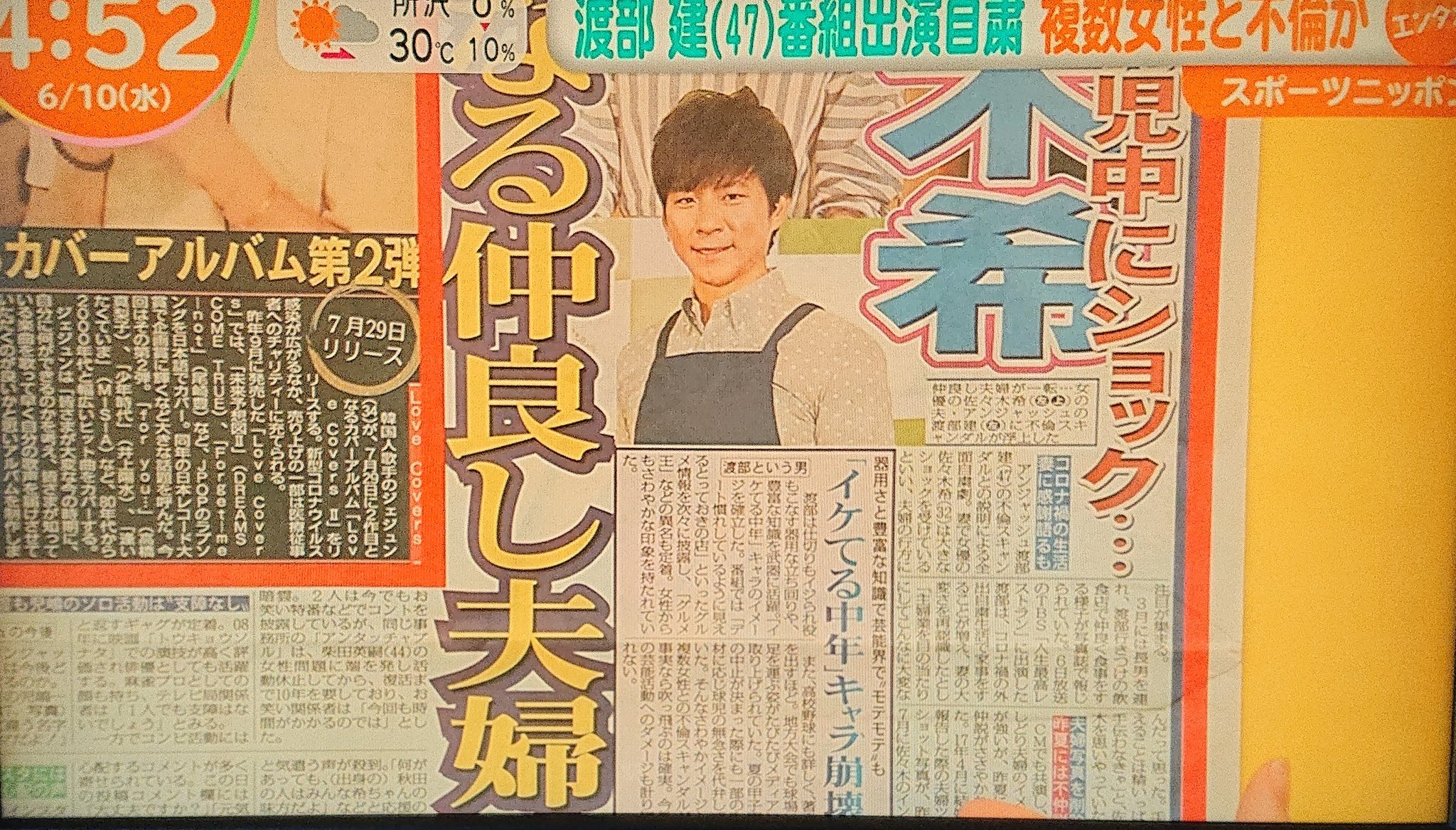 渡部建と不倫の女優誰 元カノに神宮寺ナオや片桐えりりかの名前が